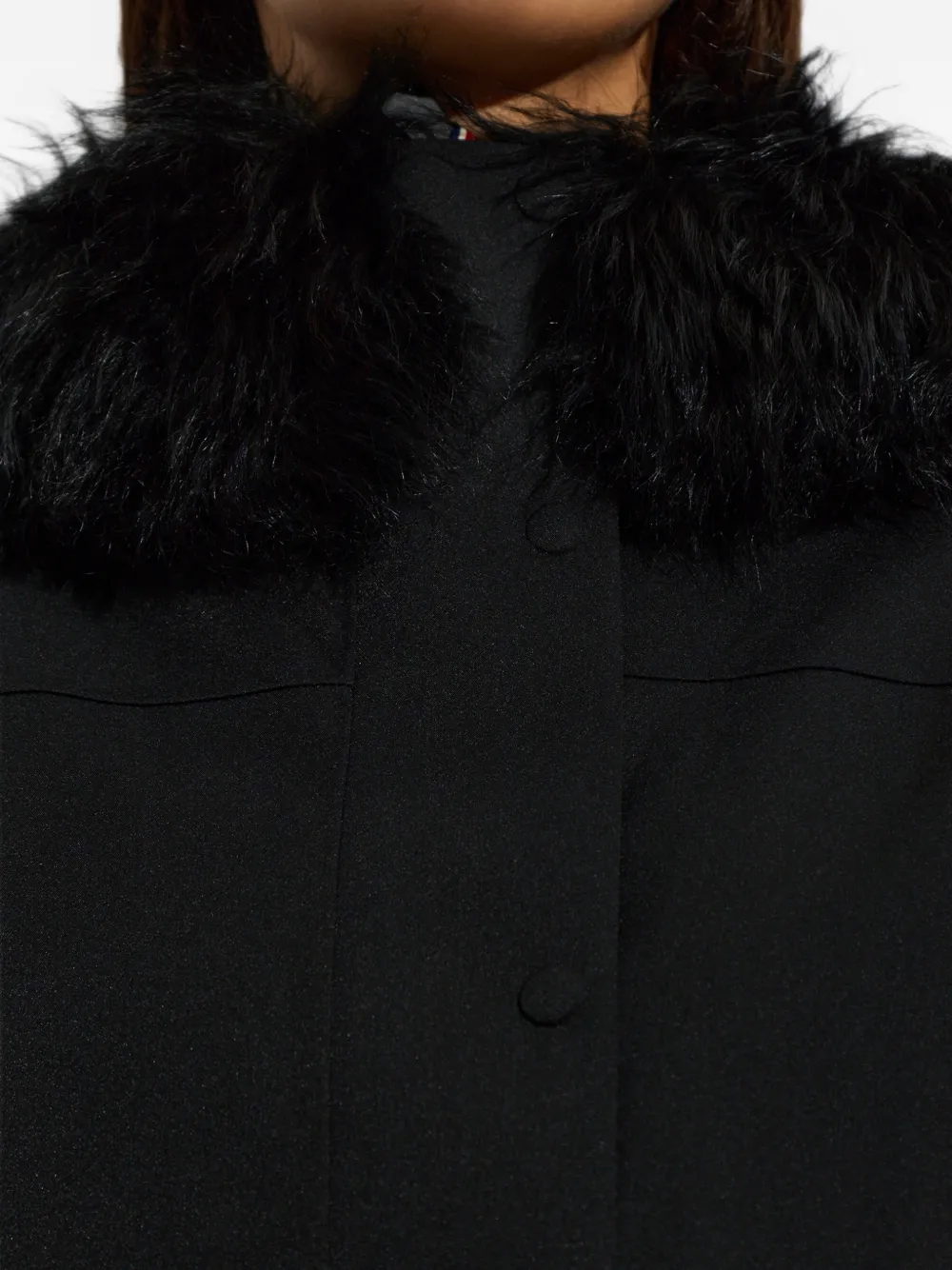 Moncler Grenoble Loira jack met ceintuur en afwerking van imitatiebont Zwart
