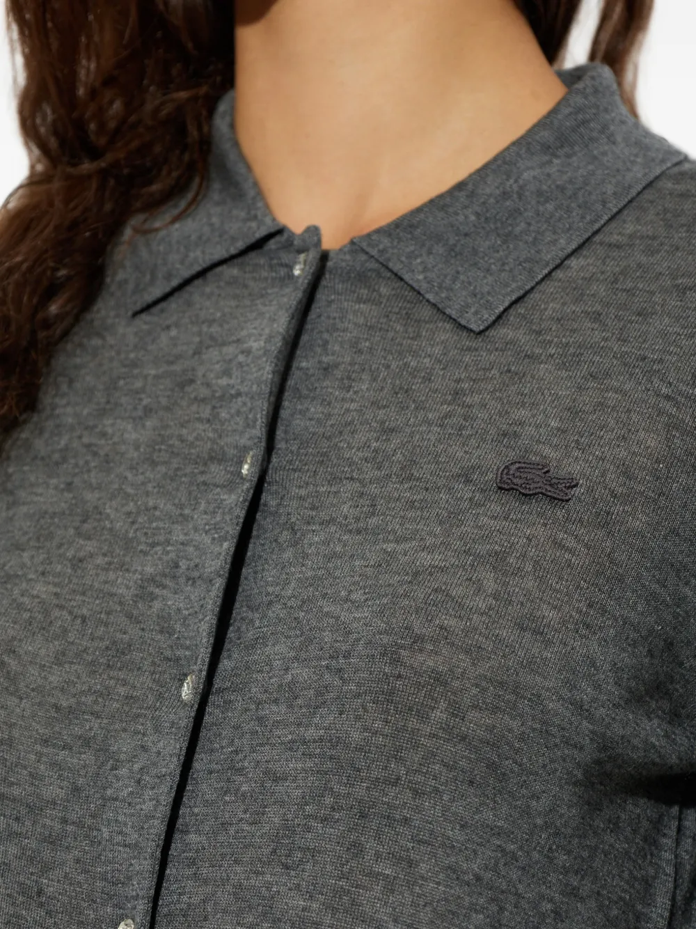 Lacoste Vest met polokraag en logo-patch Grijs