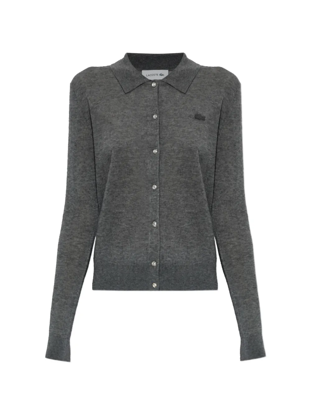 Lacoste logo-patch polo-collar cardigan - Grey