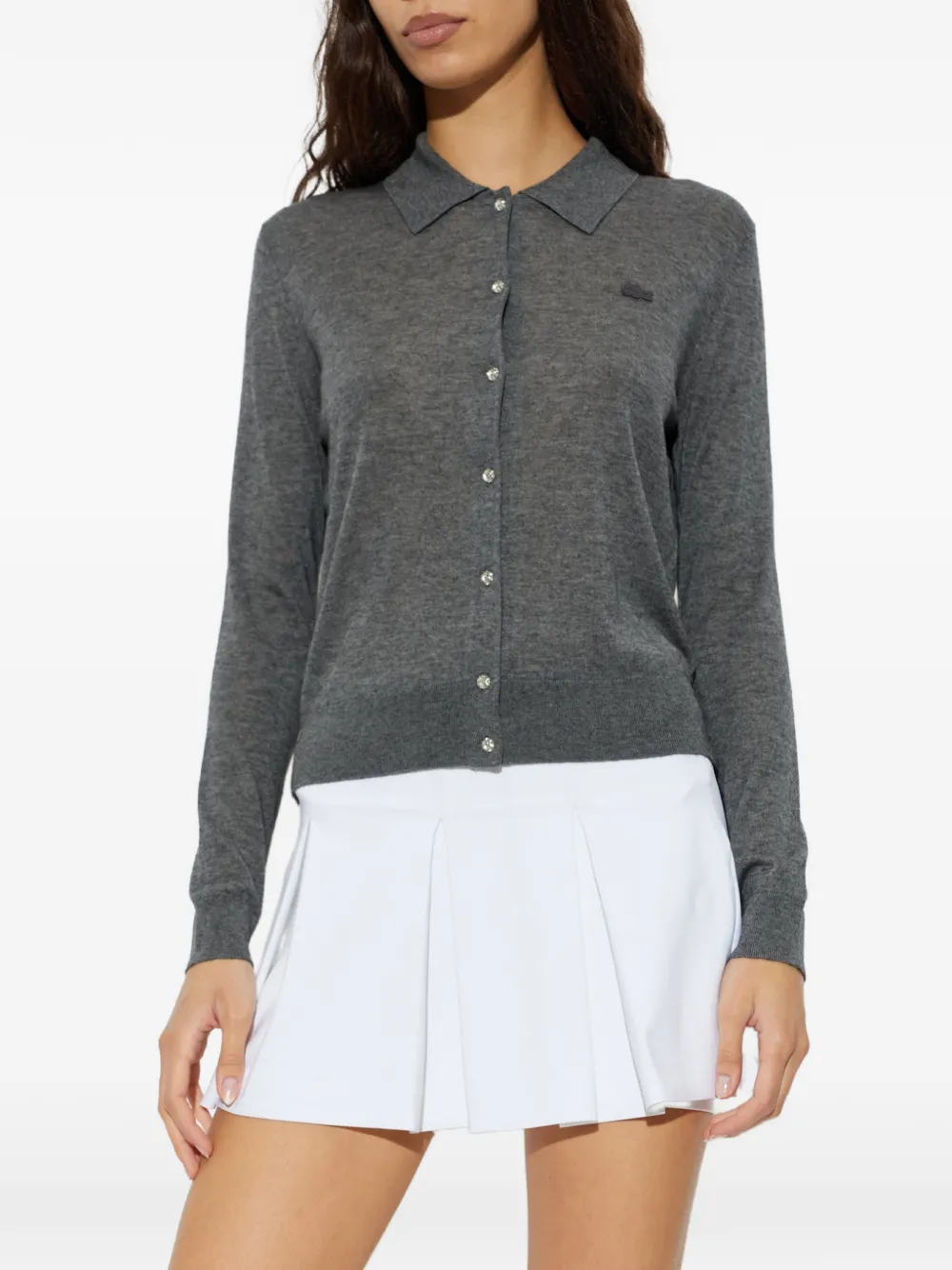 Lacoste Vest met polokraag en logo-patch Grijs