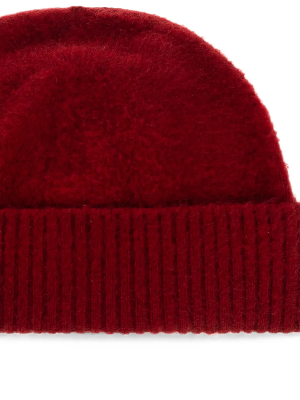 Jil Sander Ribgebreide muts Rood