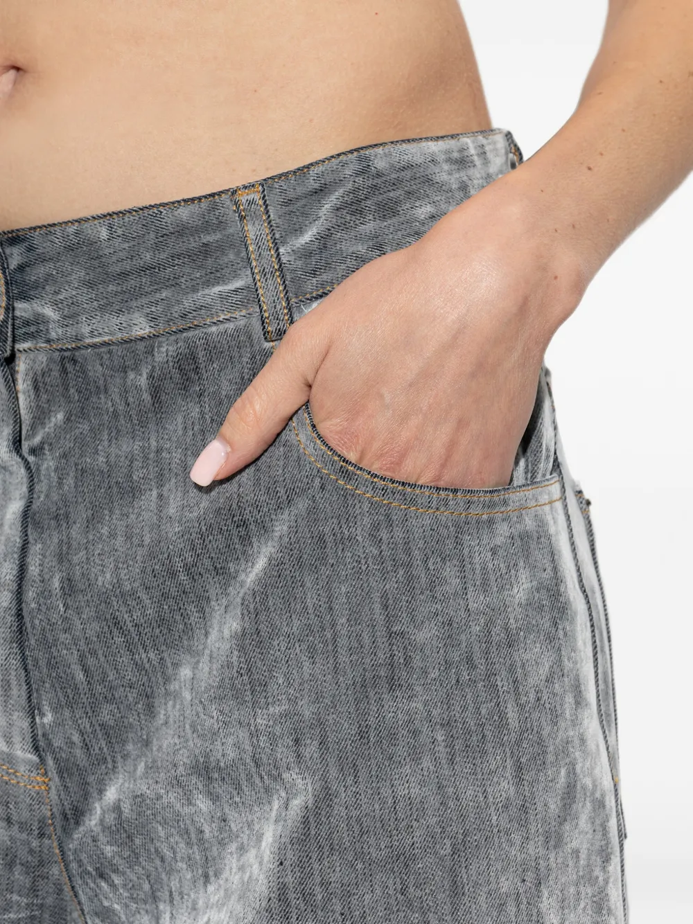 Forte Jeans met fluwelen afwerking Grijs