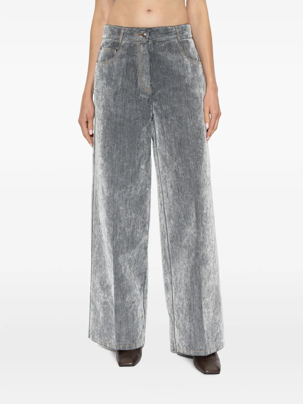 Forte Jeans met fluwelen afwerking Grijs