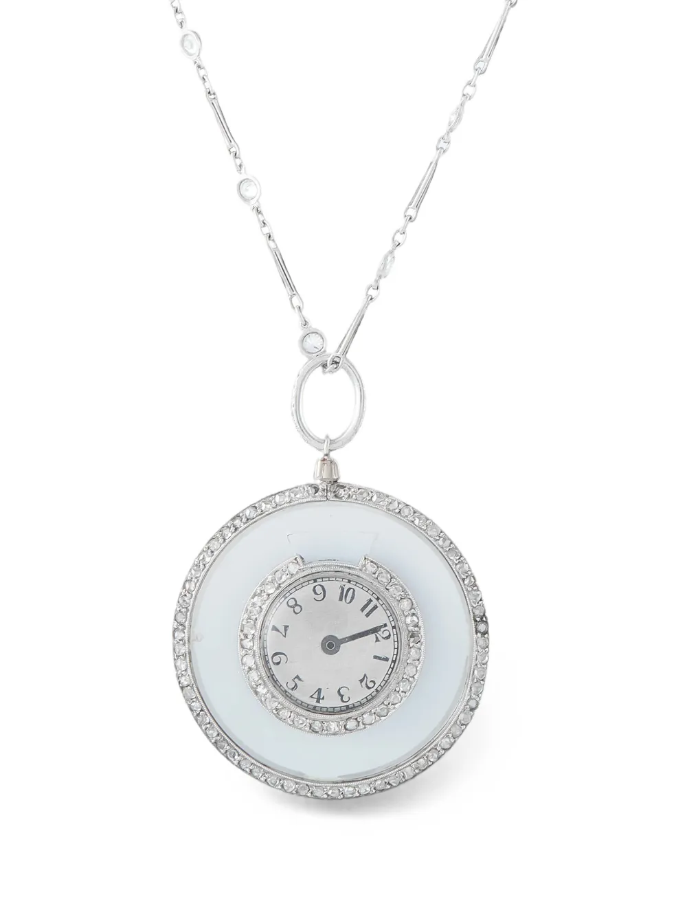 Pre-owned Lb Exclusive Diamond And Rock Crystal Pendant Necklace In Silver