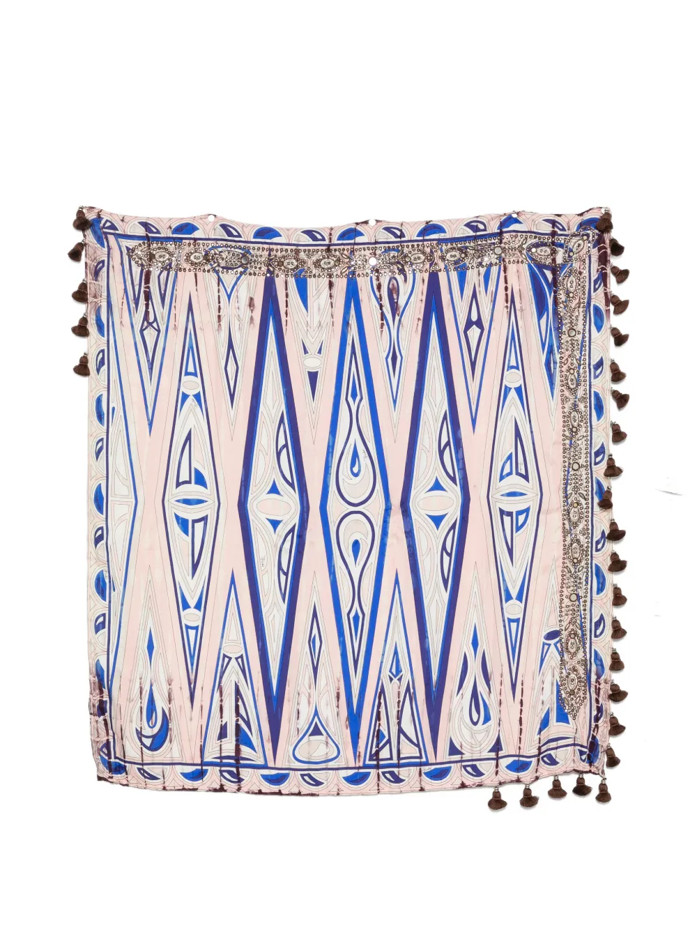 PUCCI mirror-tassel silk foulard - Nude