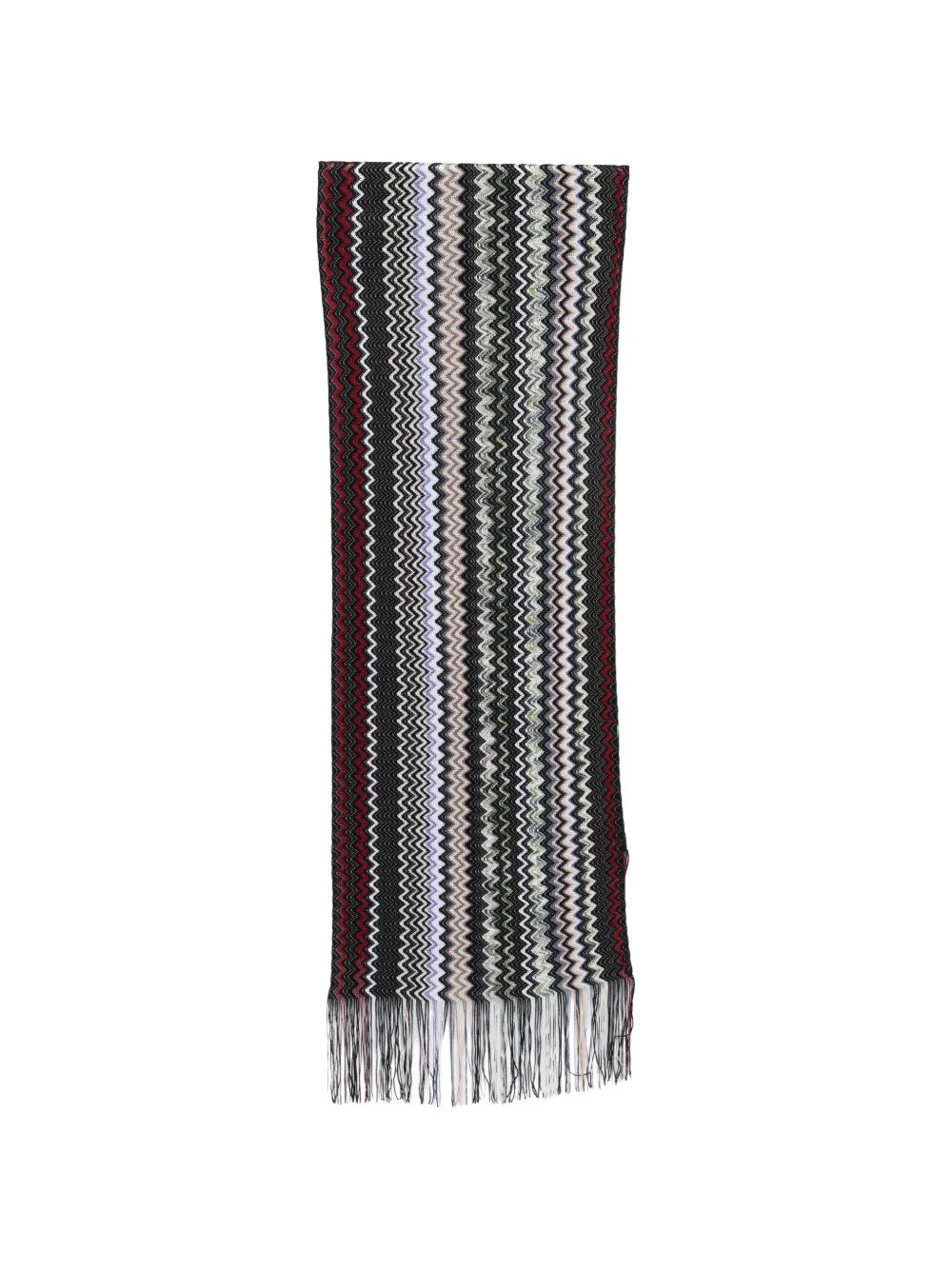 Missoni zigzag-knit fringed scarf - Schwarz