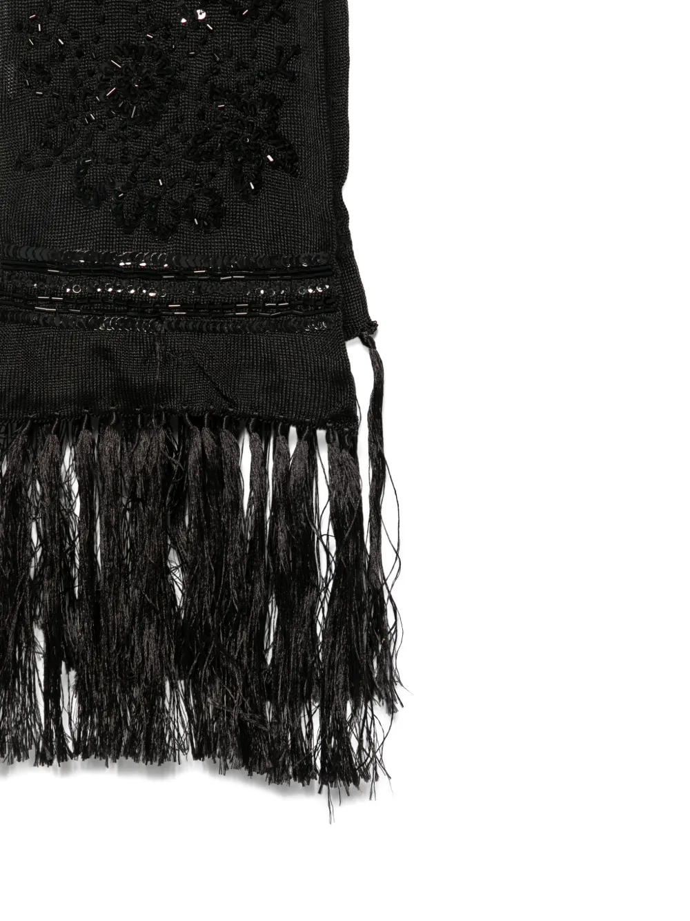 Dsquared2 Embellished Fringed Scarf In Black