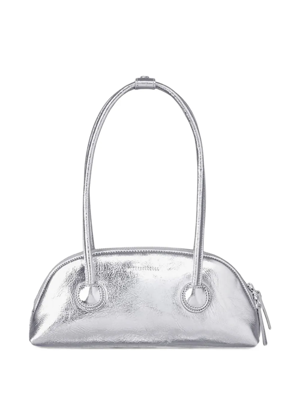 Marge Sherwood Halvemaanvormige leren mini-shopper met gekreukt effect Zilver