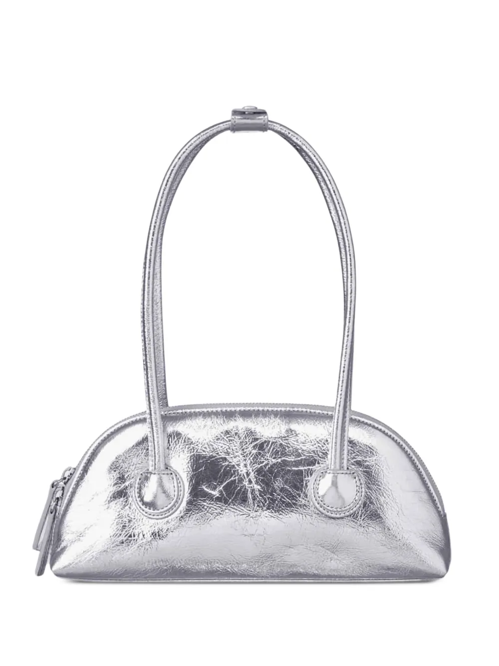 Marge Sherwood Halvemaanvormige leren mini-shopper met gekreukt effect Zilver