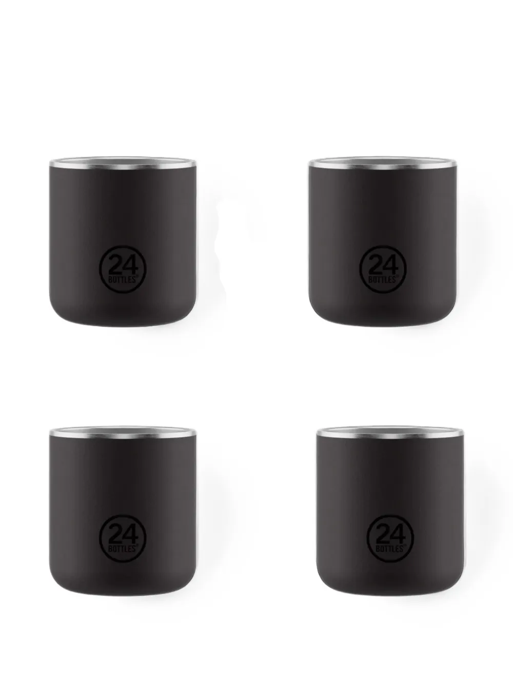 24bottles Tuxedo Black logo-print cup (set of four) - Noir
