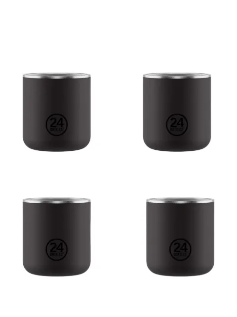 24bottles lot de quatre tasses Tuxedo Black à logo imprimé
