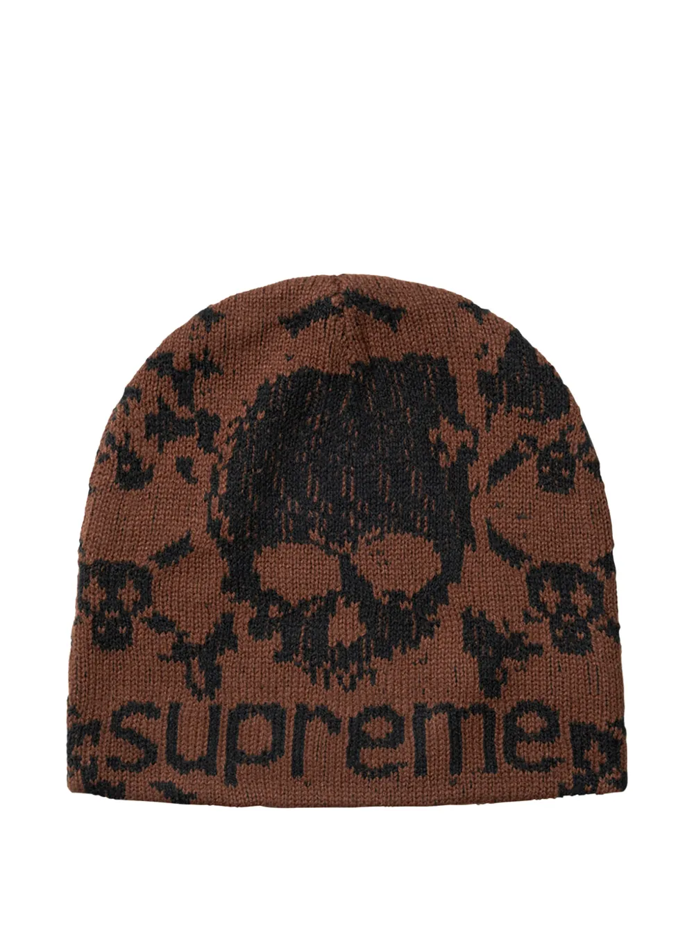 Supreme x Vanson Leathers muts met doodskop-intarsia Bruin