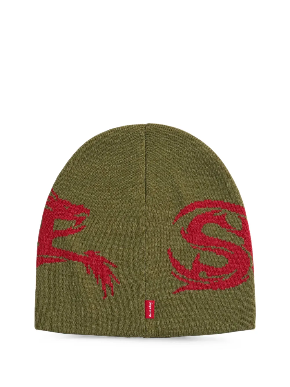 Supreme Dragon-intarsia Beanie Hat In Green