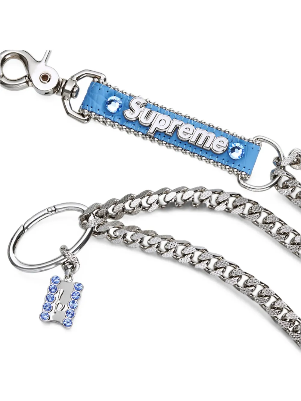 Supreme x b.b Simon ketting verfraaid met kristallen Zilver