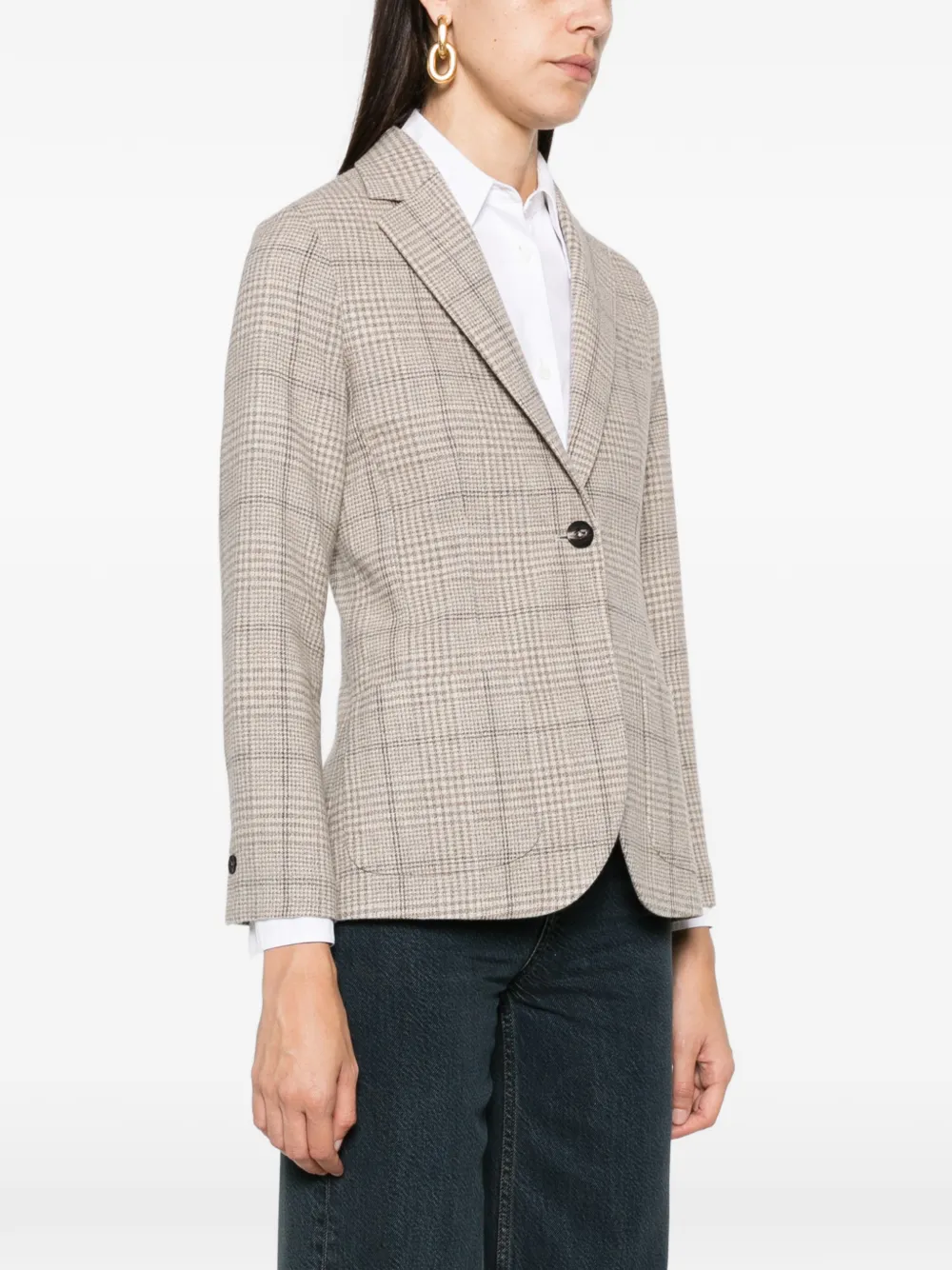 Circolo 1901 check-pattern wool blazer Beige