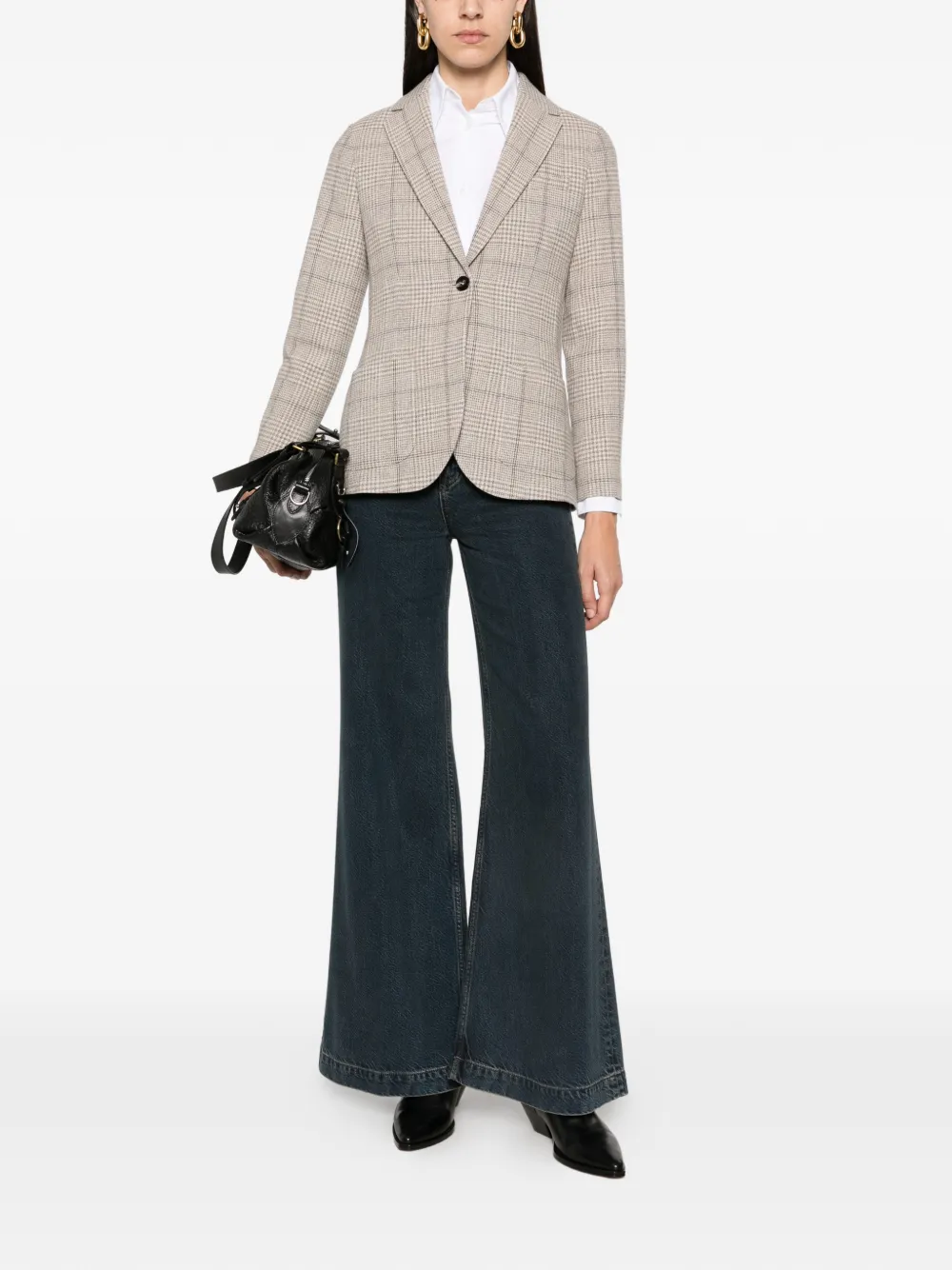 Circolo 1901 check-pattern wool blazer Beige