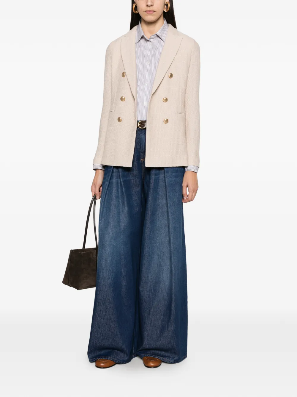 Circolo 1901 double-breasted wool blazer Beige
