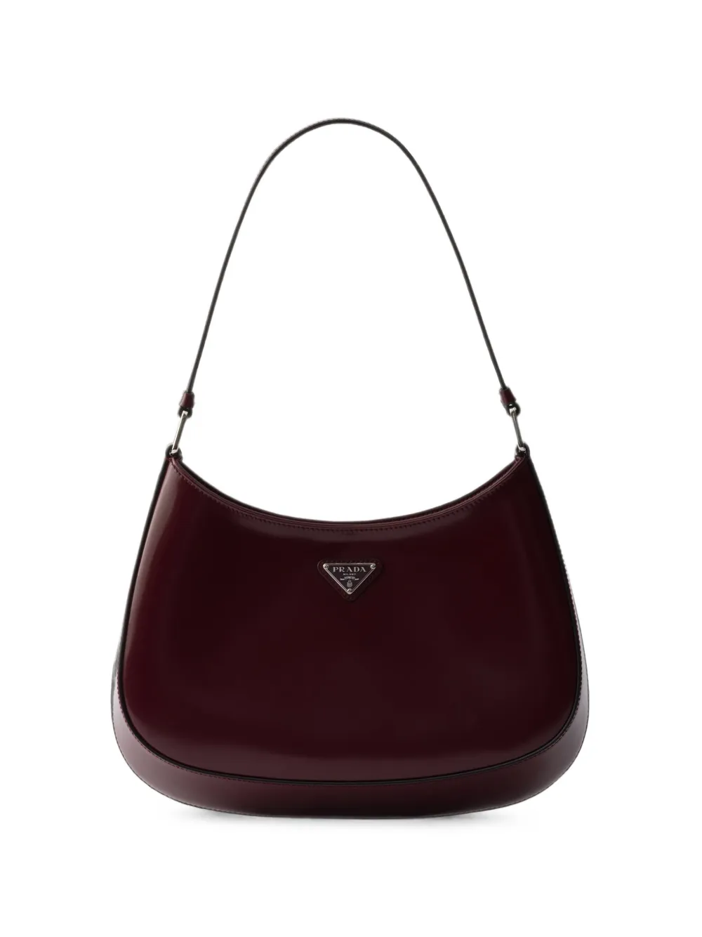 Prada Cleo brushed leather shoulder bag - Rosso