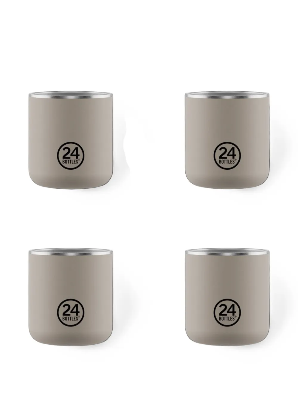 24bottles Linen logo-print cup (set of four) - Tons neutres