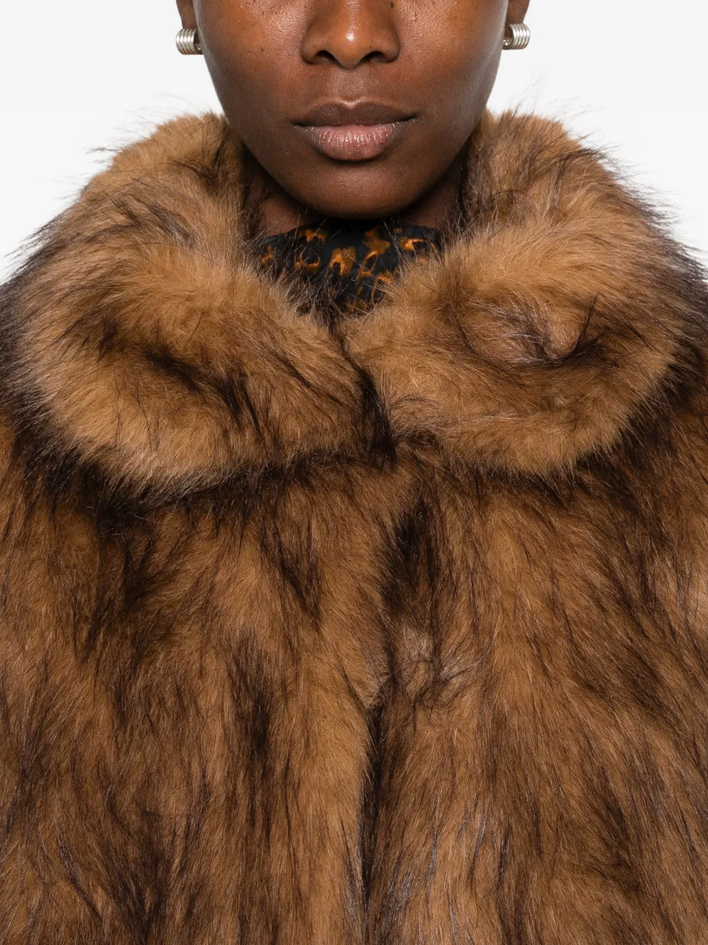 Ba&Sh Lendy faux-fur collarless jacket Bruin