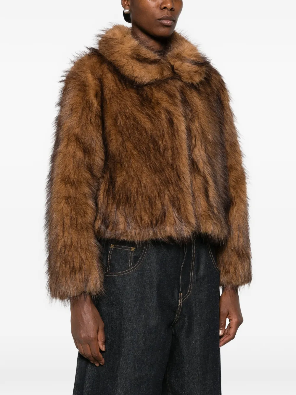 Ba&Sh Lendy faux-fur collarless jacket Bruin