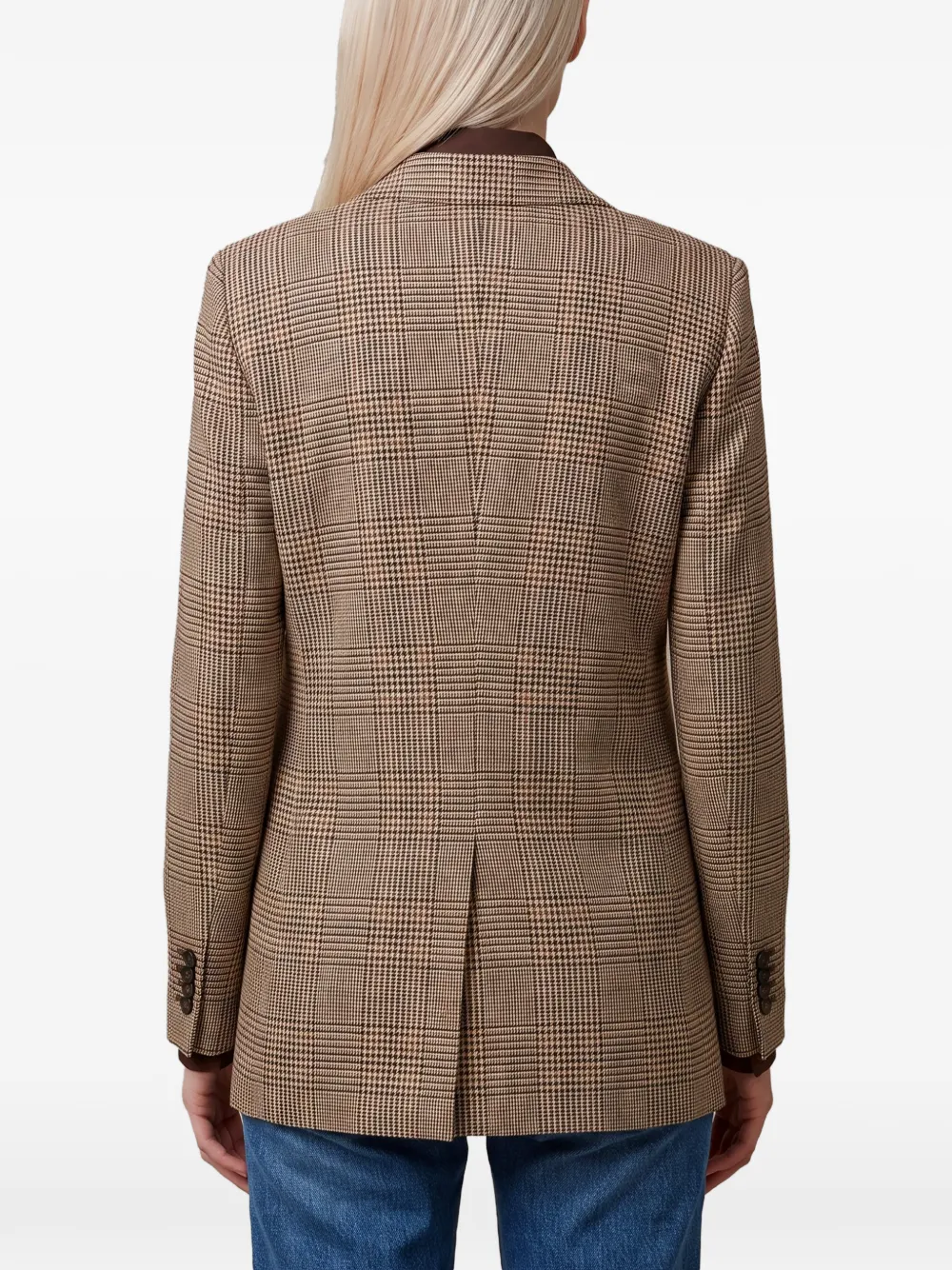 Tagliatore Prince of Wales geruit jack met enkele rij knopen Bruin
