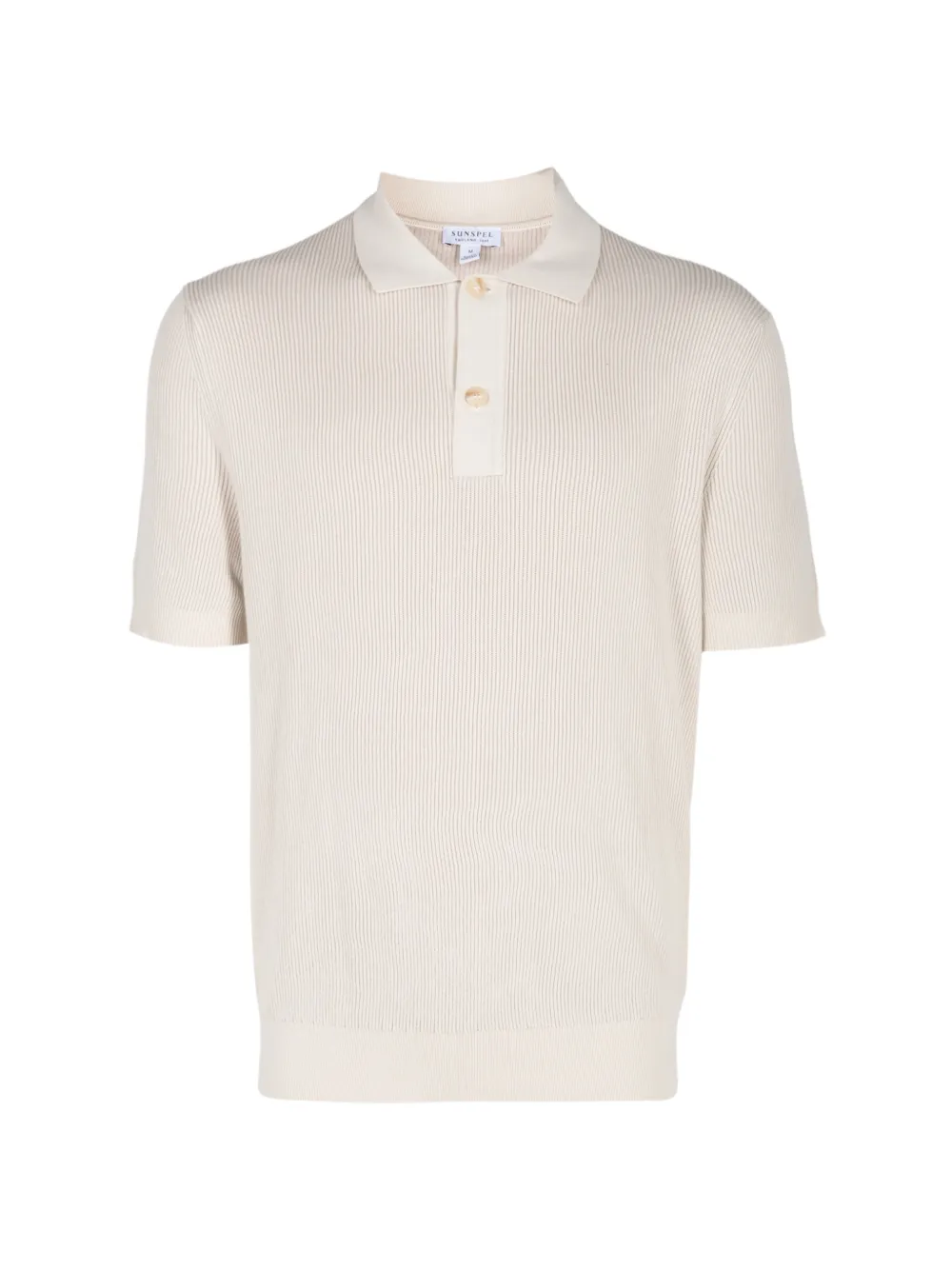 Sunspel ribbed-knit short-sleeve polo shirt - Toni neutri