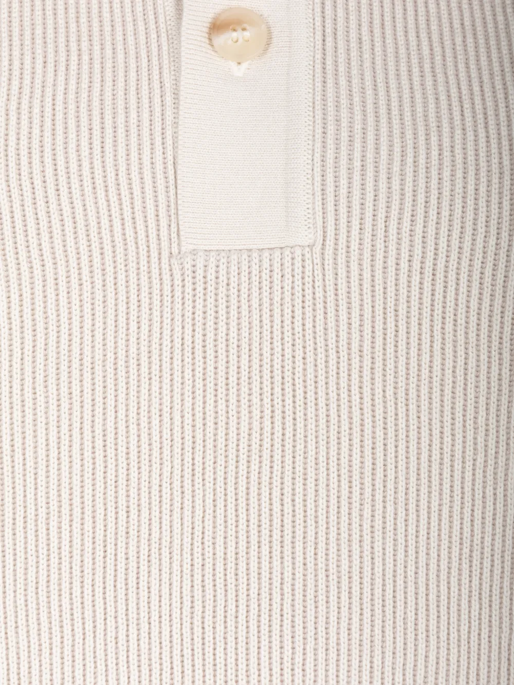 Sunspel ribbed-knit short-sleeve polo shirt Beige