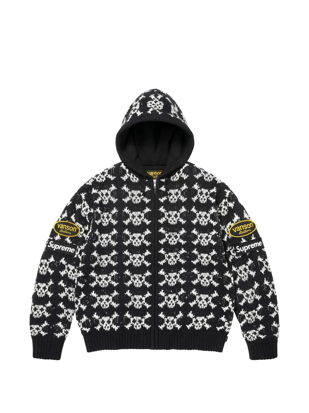 Supreme Vanson Leathers hoodie met doodskop-patroon Zwart