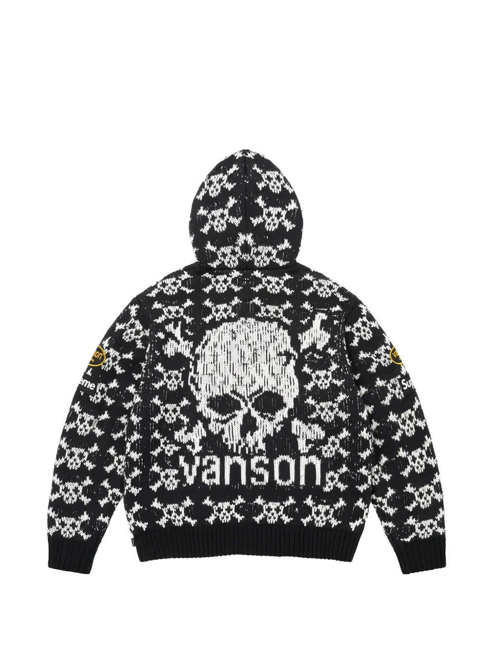 Supreme Vanson Leathers hoodie met doodskop-patroon Zwart