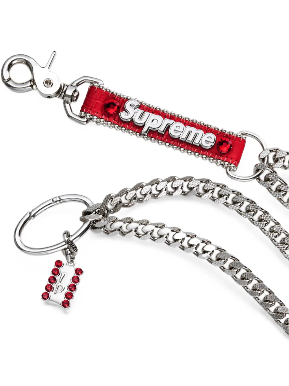 Supreme x b.b. Simon ketting verfraaid met kristallen Zilver