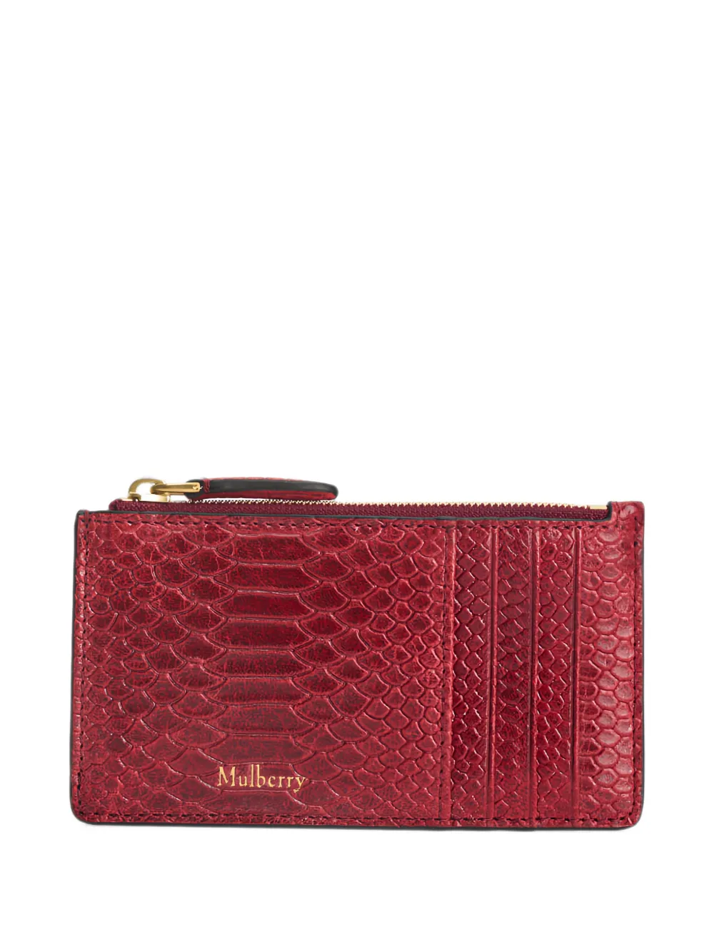 Mulberry Portacarte Continental con effetto serpente - Rosso