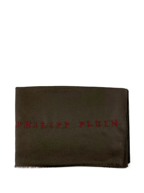 Philipp Plein écharpe frangée à logo brodé