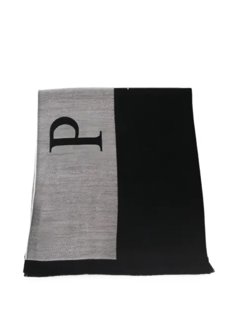 Philipp Plein logo-intarsia fringed scarf