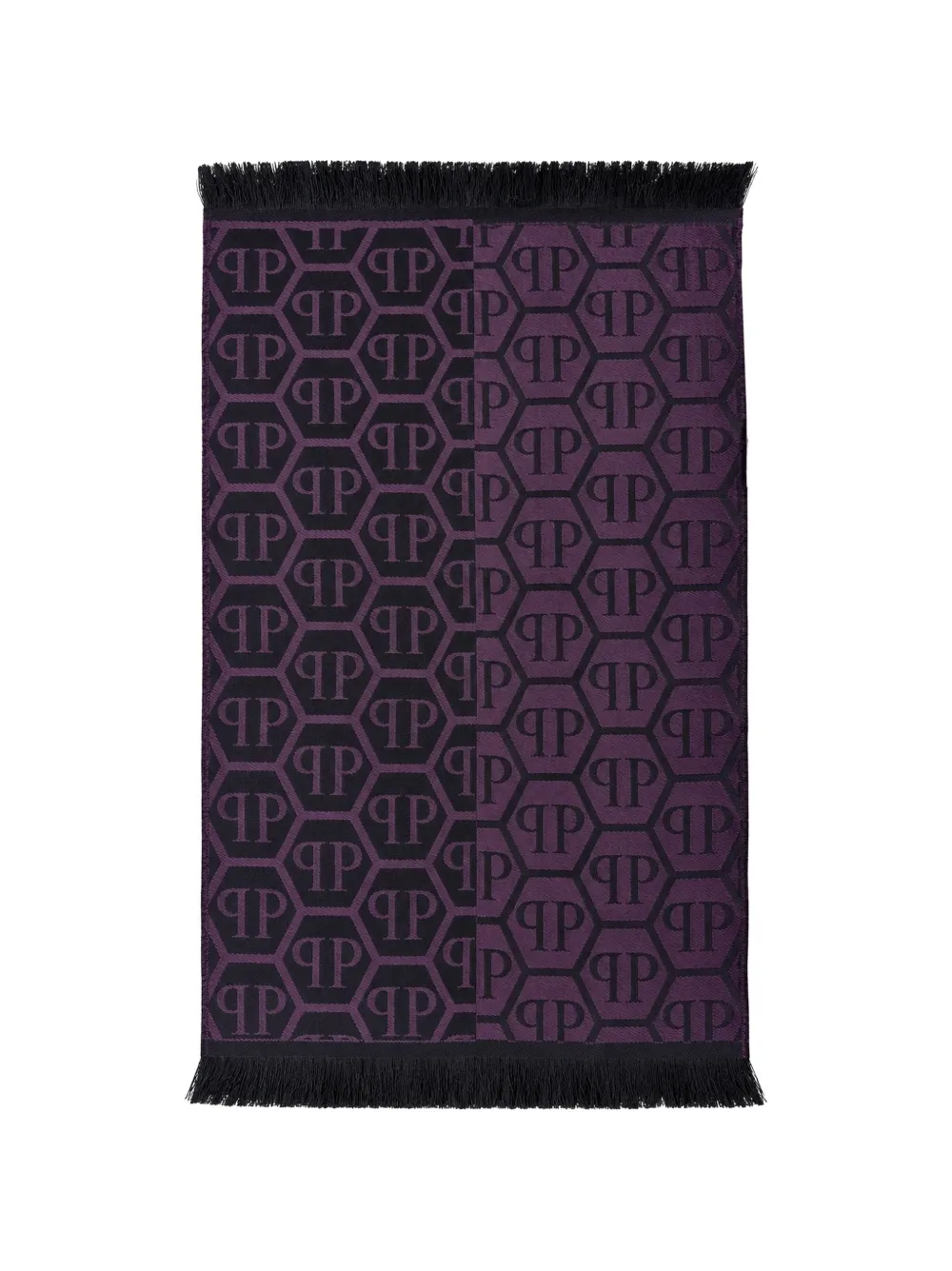 Philipp Plein logo-monogram fringed scarf - Violett