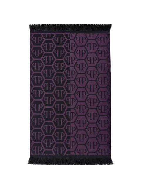 Philipp Plein écharpe frangée à logo monogramme