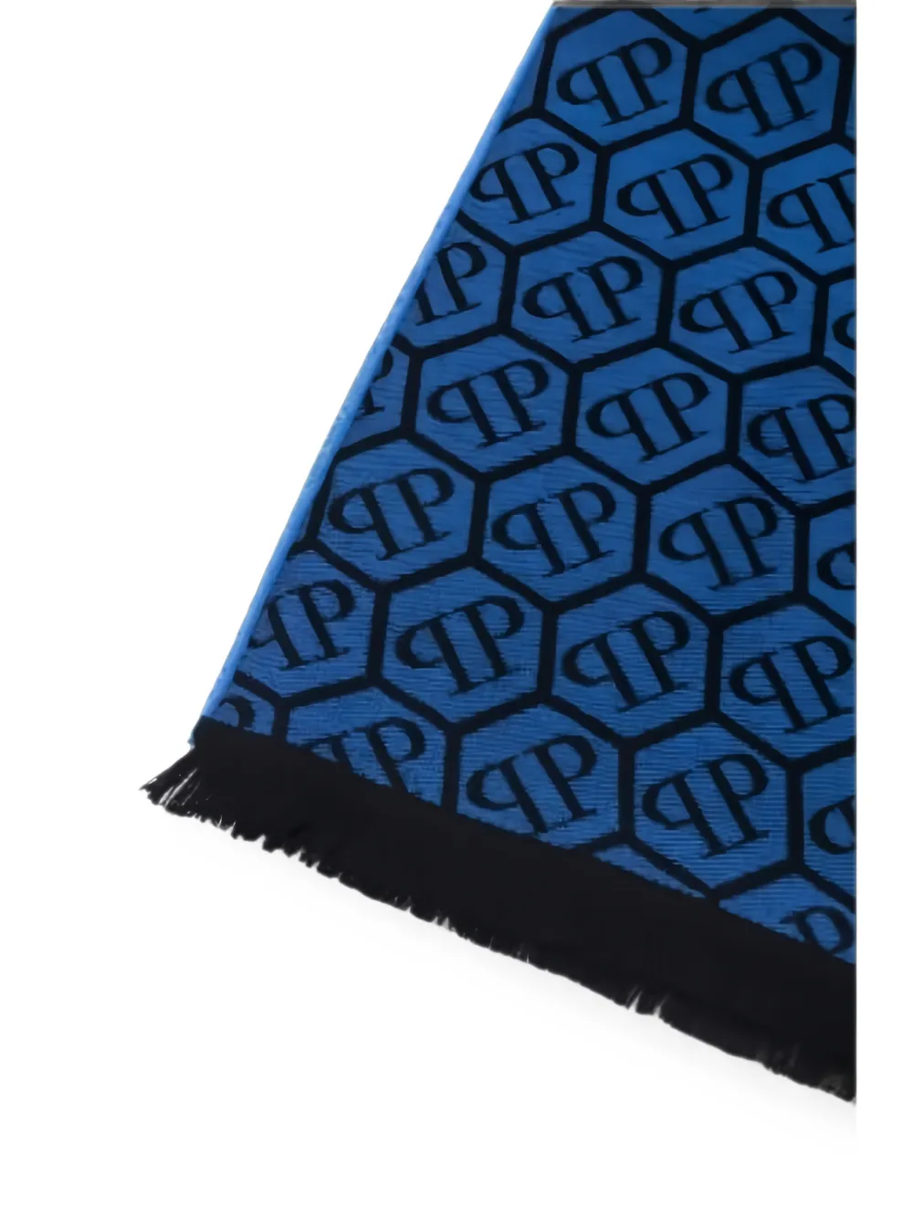 Philipp Plein Sjaal met franje en logo-monogram Blauw
