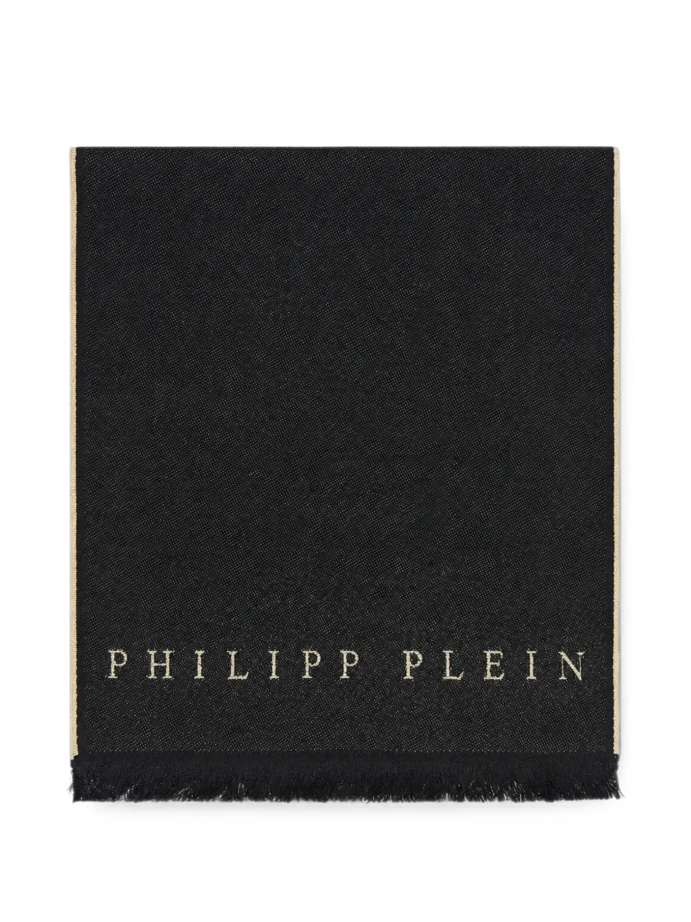 Philipp Plein monogram-print fringed scarf - Nero