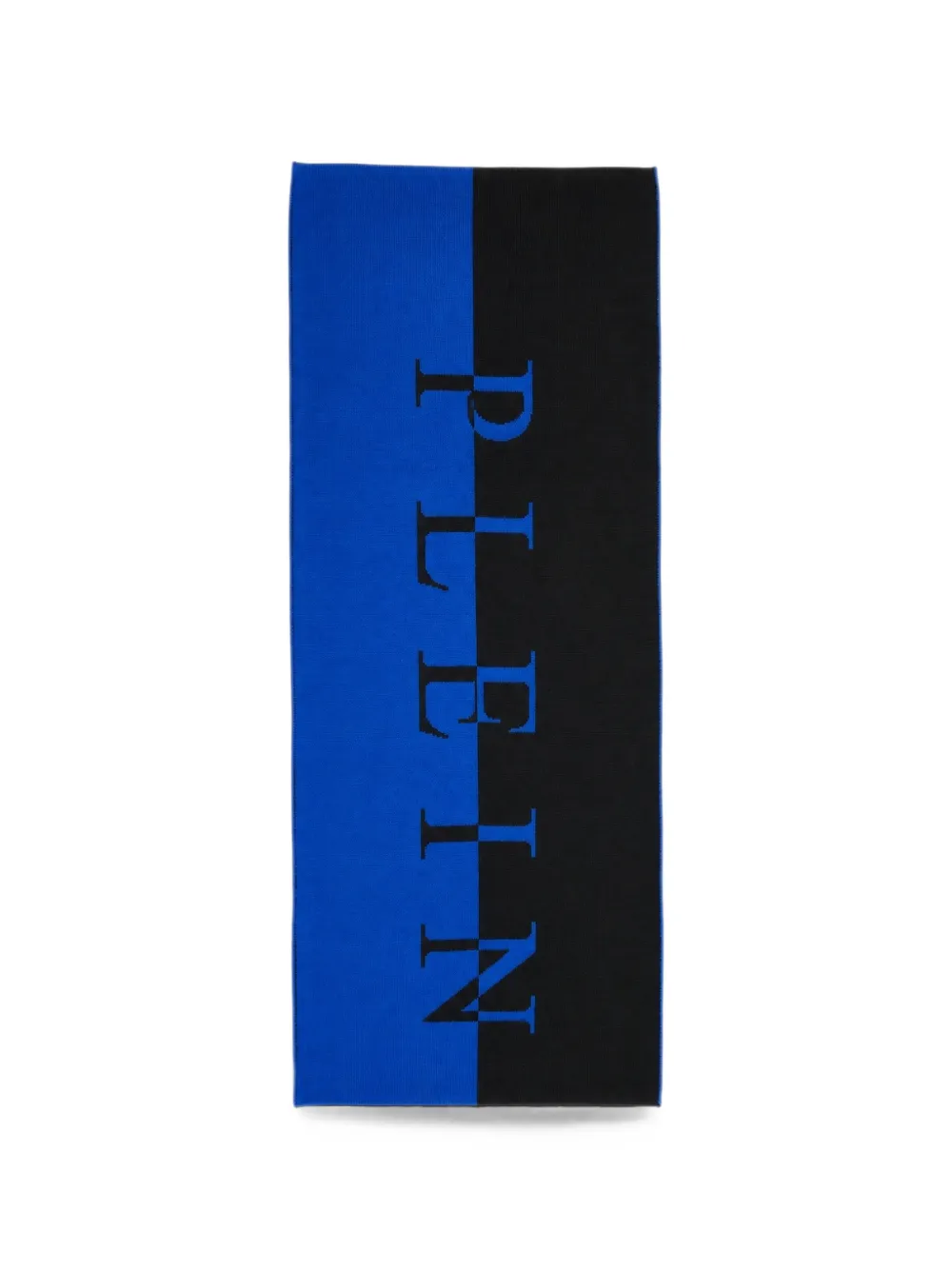 Philipp Plein Tweekleurige sjaal met logo-intarsia Blauw