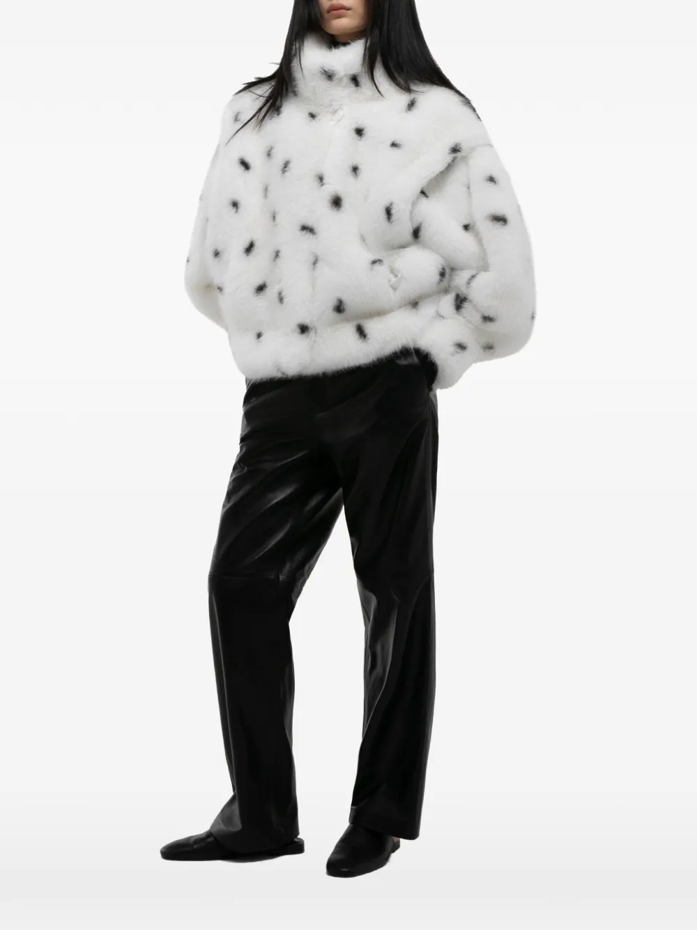 ducie Katja dalmatian-print faux-fur jacket - Bianco