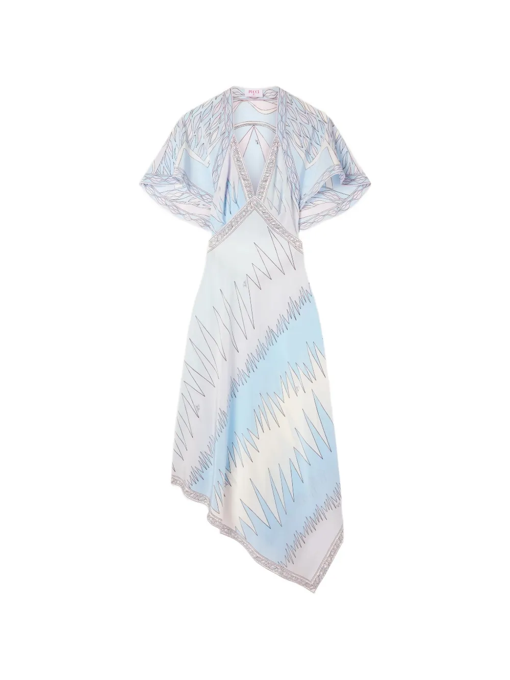 PUCCI Crêpe de chine jurk met Drago- en Dune-print Wit