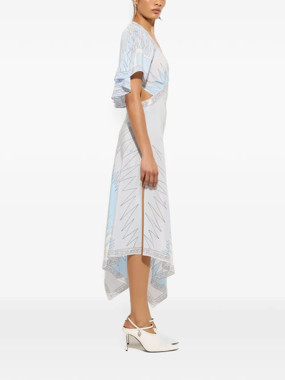 PUCCI Crêpe de chine jurk met Drago- en Dune-print Wit