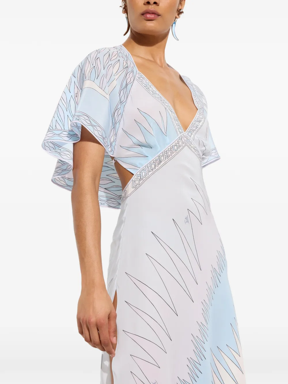 PUCCI Crêpe de chine jurk met Drago- en Dune-print Wit
