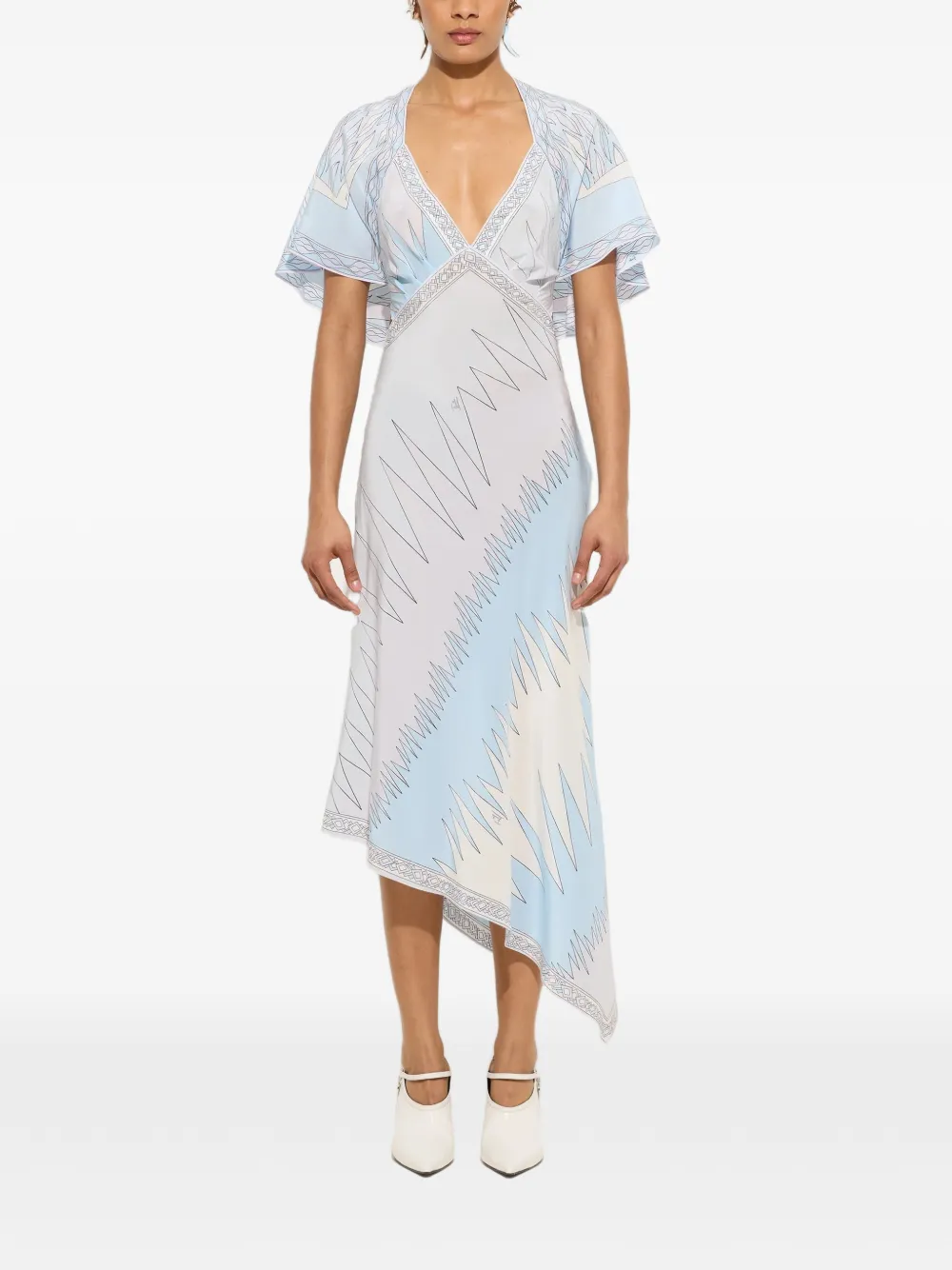 PUCCI Crêpe de chine jurk met Drago- en Dune-print Wit