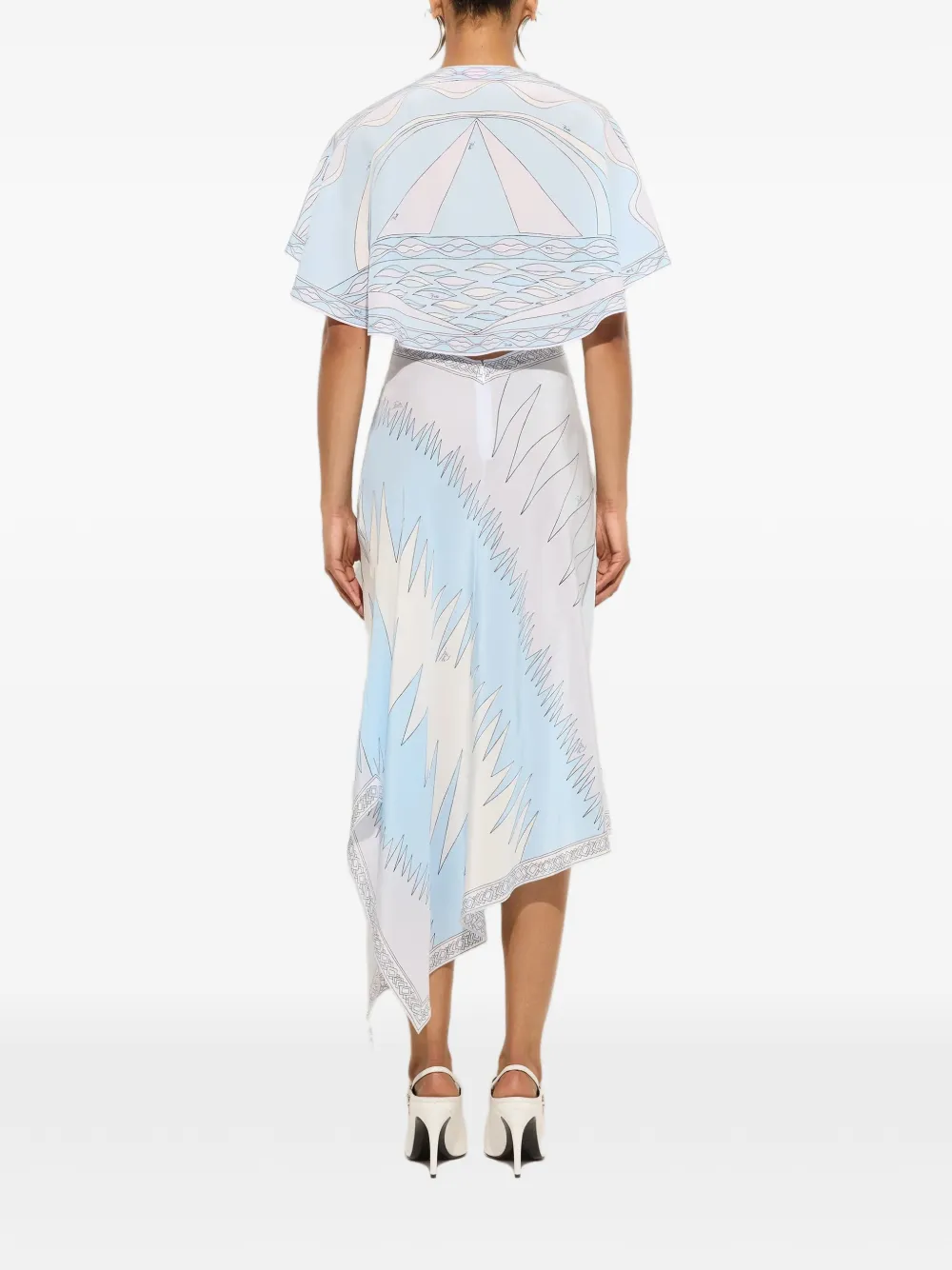 PUCCI Crêpe de chine jurk met Drago- en Dune-print Wit