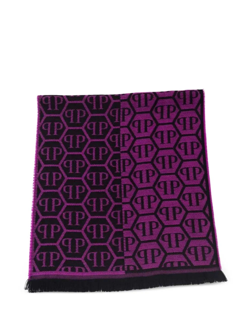 Philipp Plein monogram-pattern fringed scarf - Violett