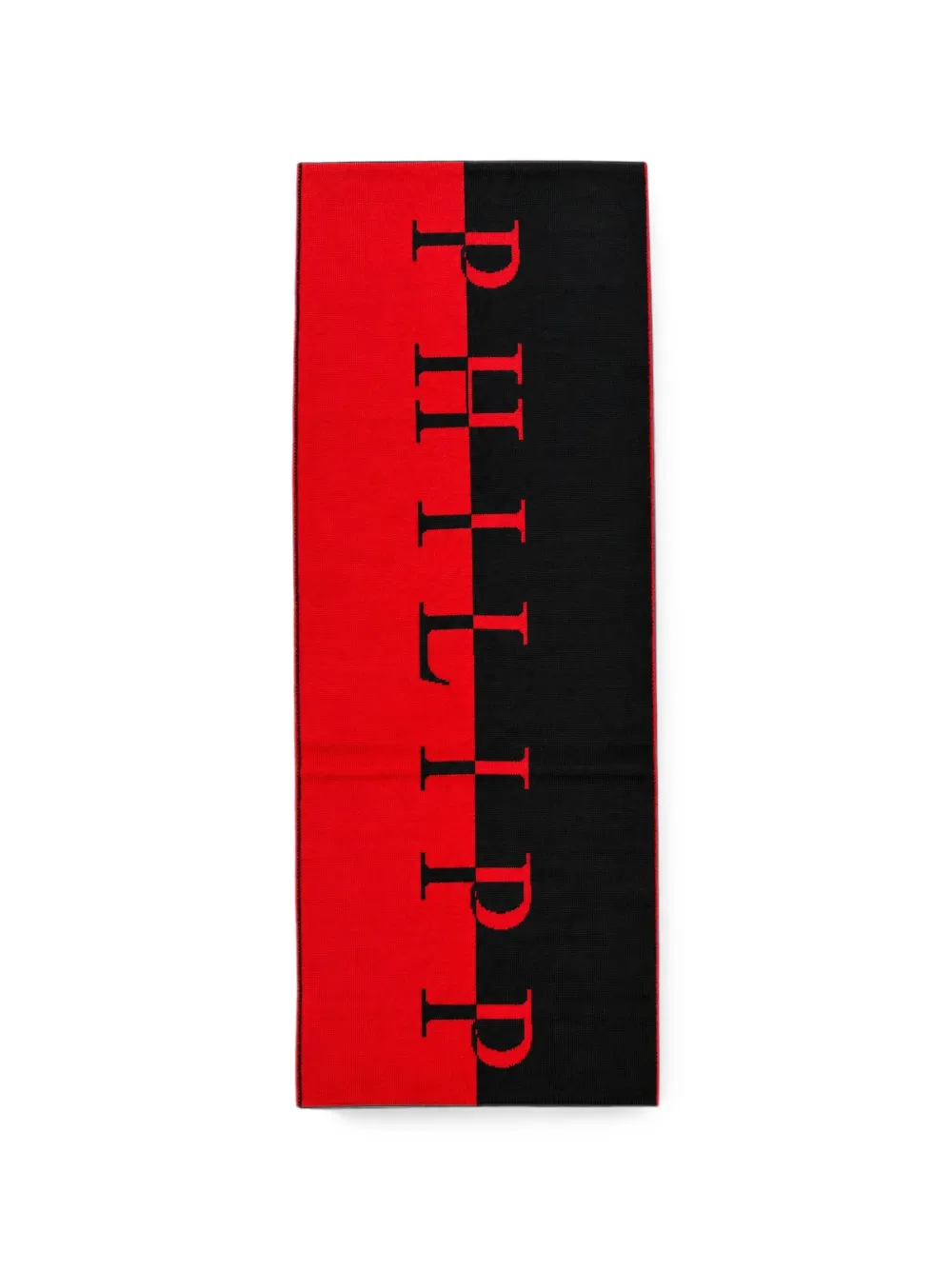 Philipp Plein logo-intarsia knitted scarf - Nero