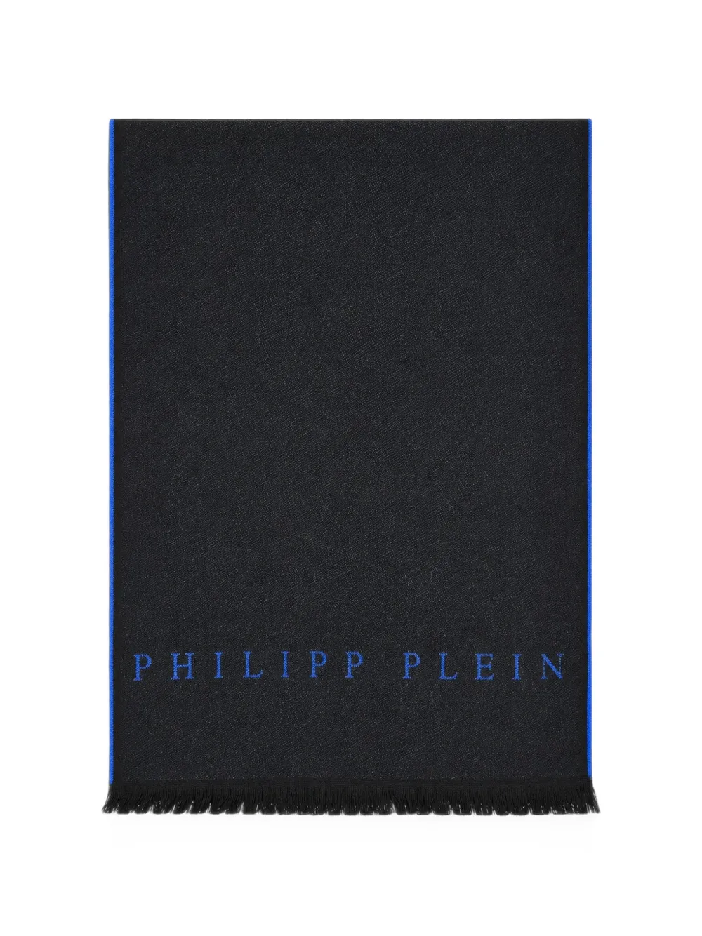 Philipp Plein monogram-print fringed scarf - Nero