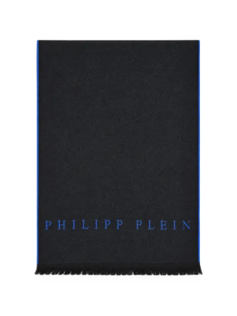 Philipp Plein monogram-print fringed scarf
