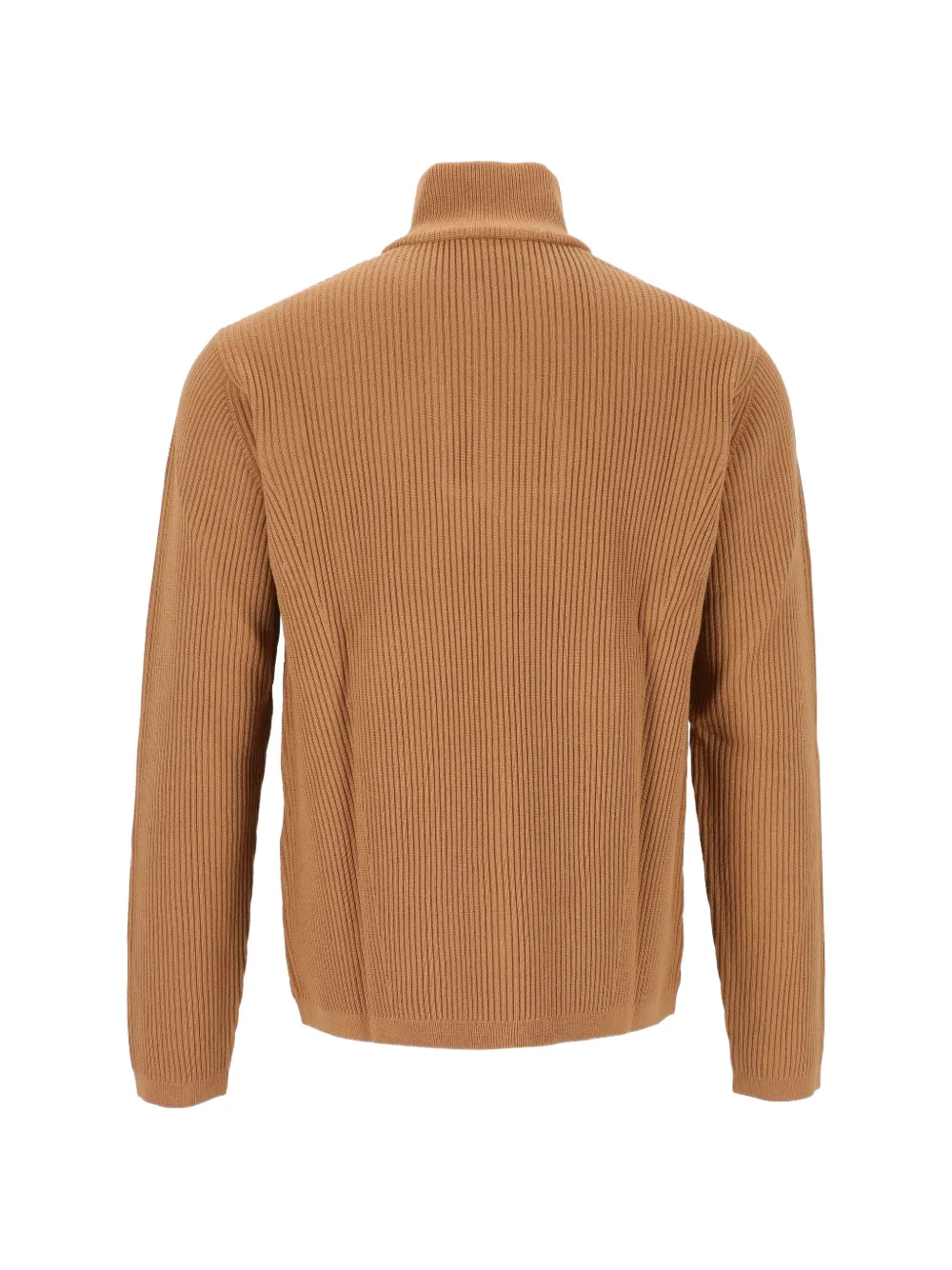 Emporio Armani ribbed-knit quarter-zip sweater Bruin